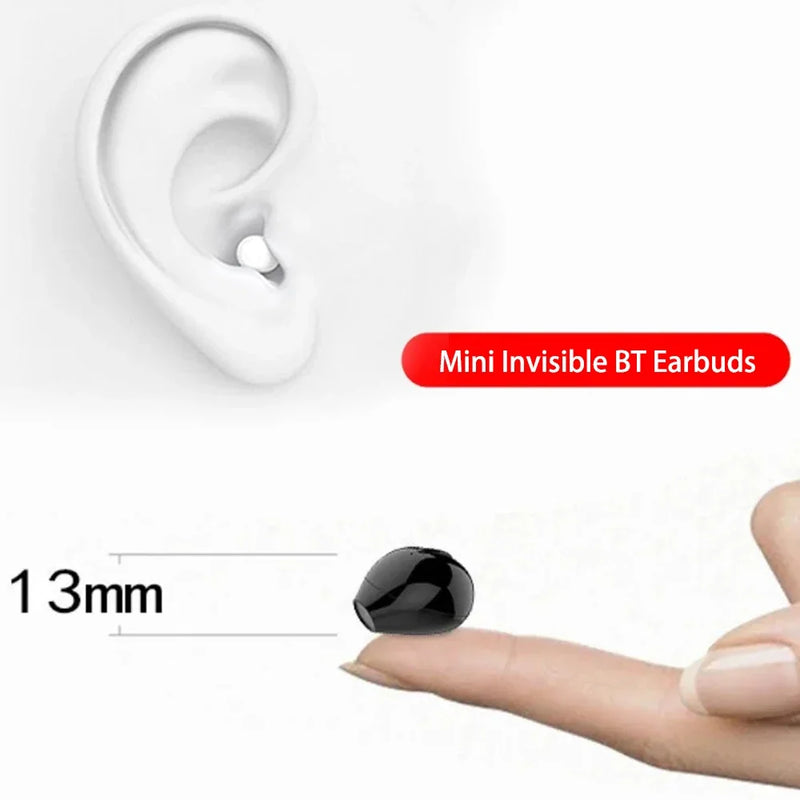 Invisible Earphones Mini Earbuds V5.2 Bluetooth TWS In-Ear Headphones Noise Reduction