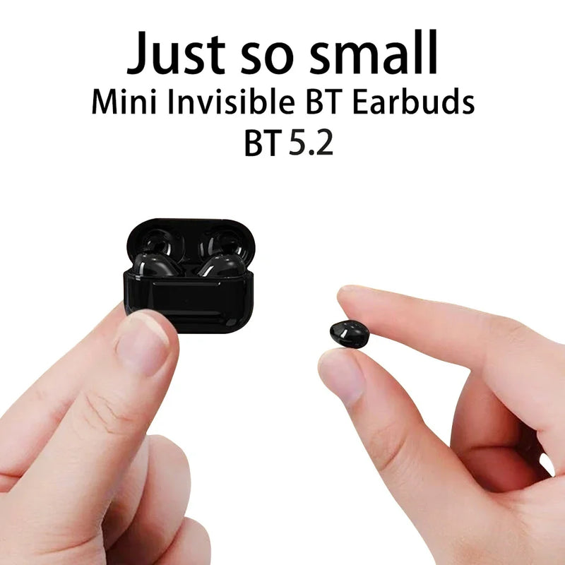 Invisible Earphones Mini Earbuds V5.2 Bluetooth TWS In-Ear Headphones Noise Reduction