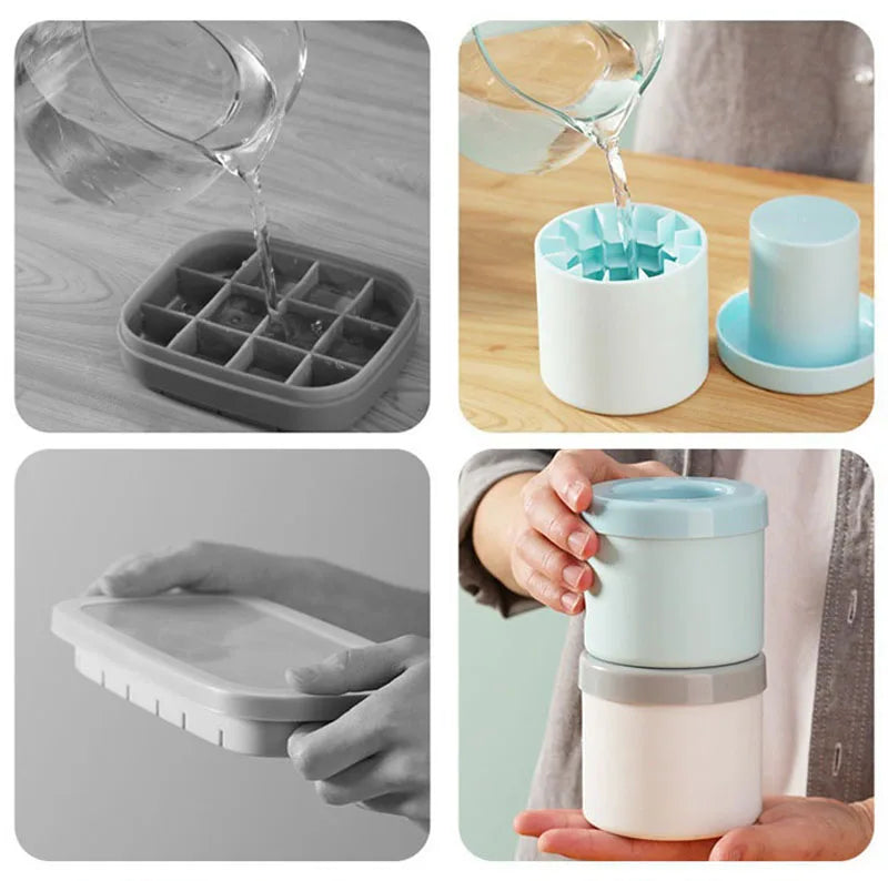 Round Silicone Ice Cube Mold Ice Bucket Homemade Summer